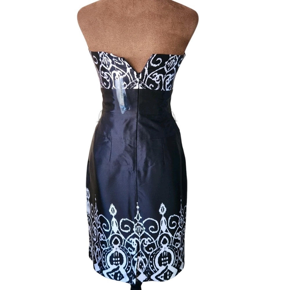 WHBM Satin Black White Dress Size 00 Silk Mini Formal Party Cocktail NWT - Picture 3 of 8